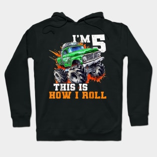 5 Year Old 5th Birthday Monster Truck Car Themed for Boy Hoodie